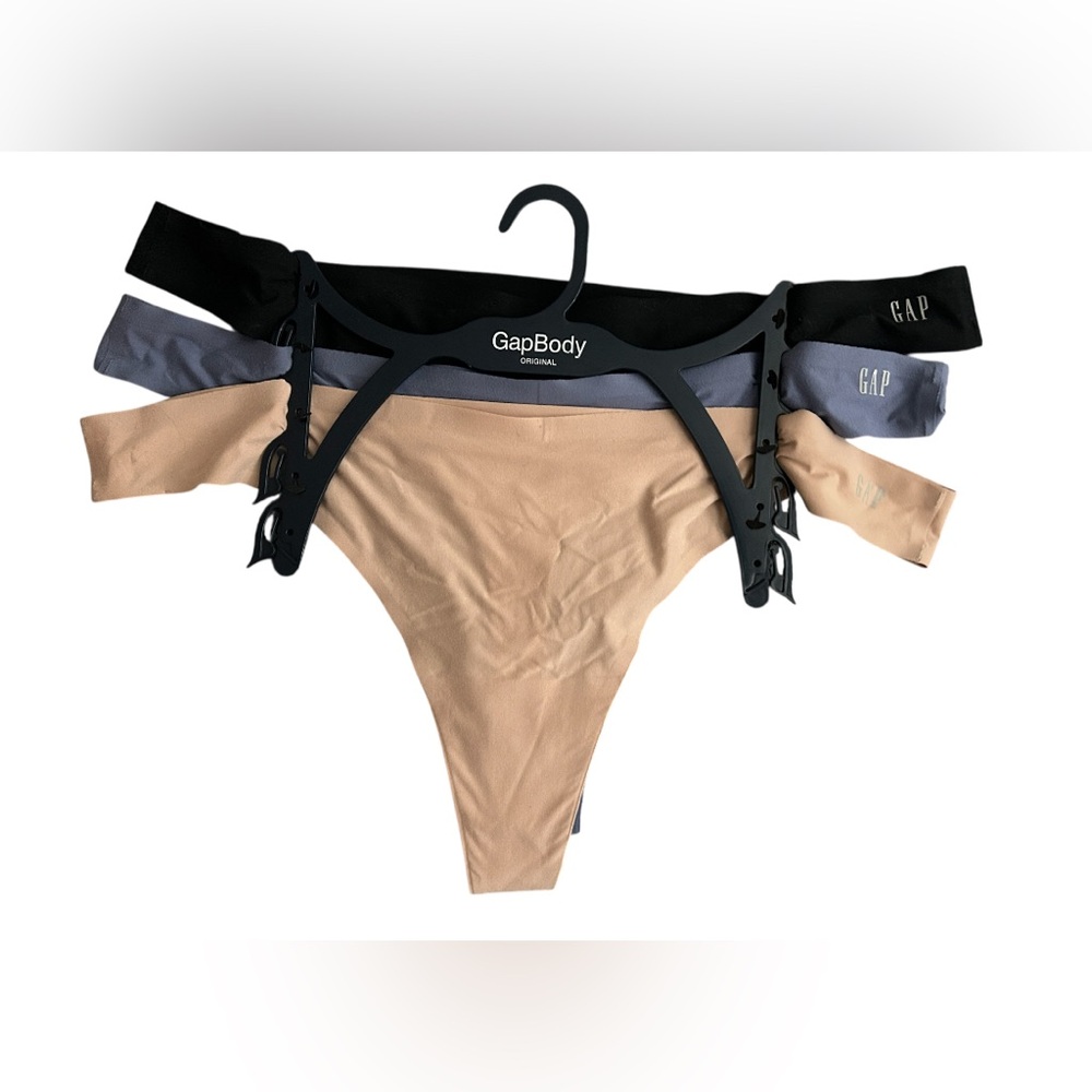 GAP Micro Thong Underwear Panties Set - Black, Blue, Tan NEW